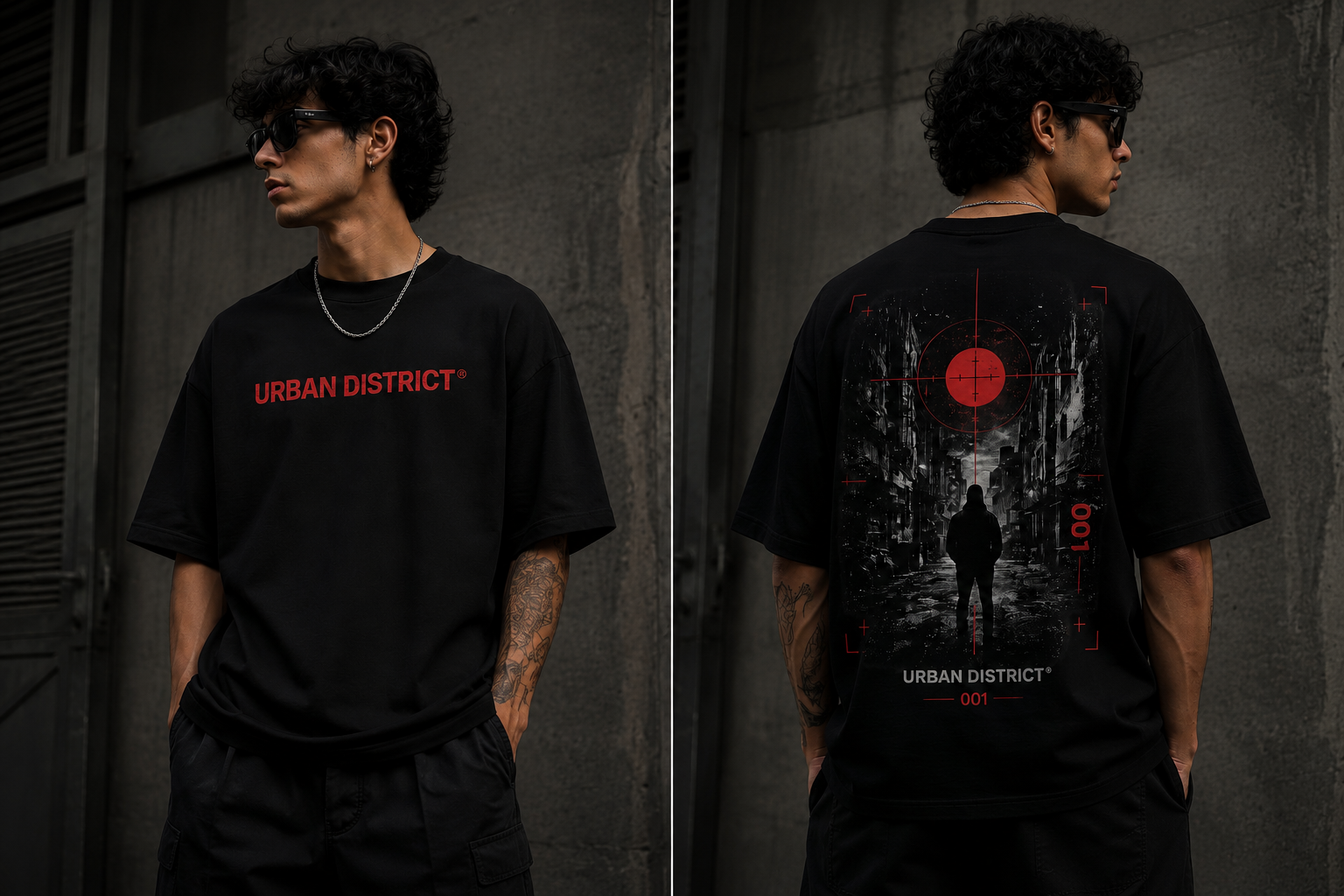 Urban District® 001 – Oversized Korean Yarn Streetwear Tee | Black