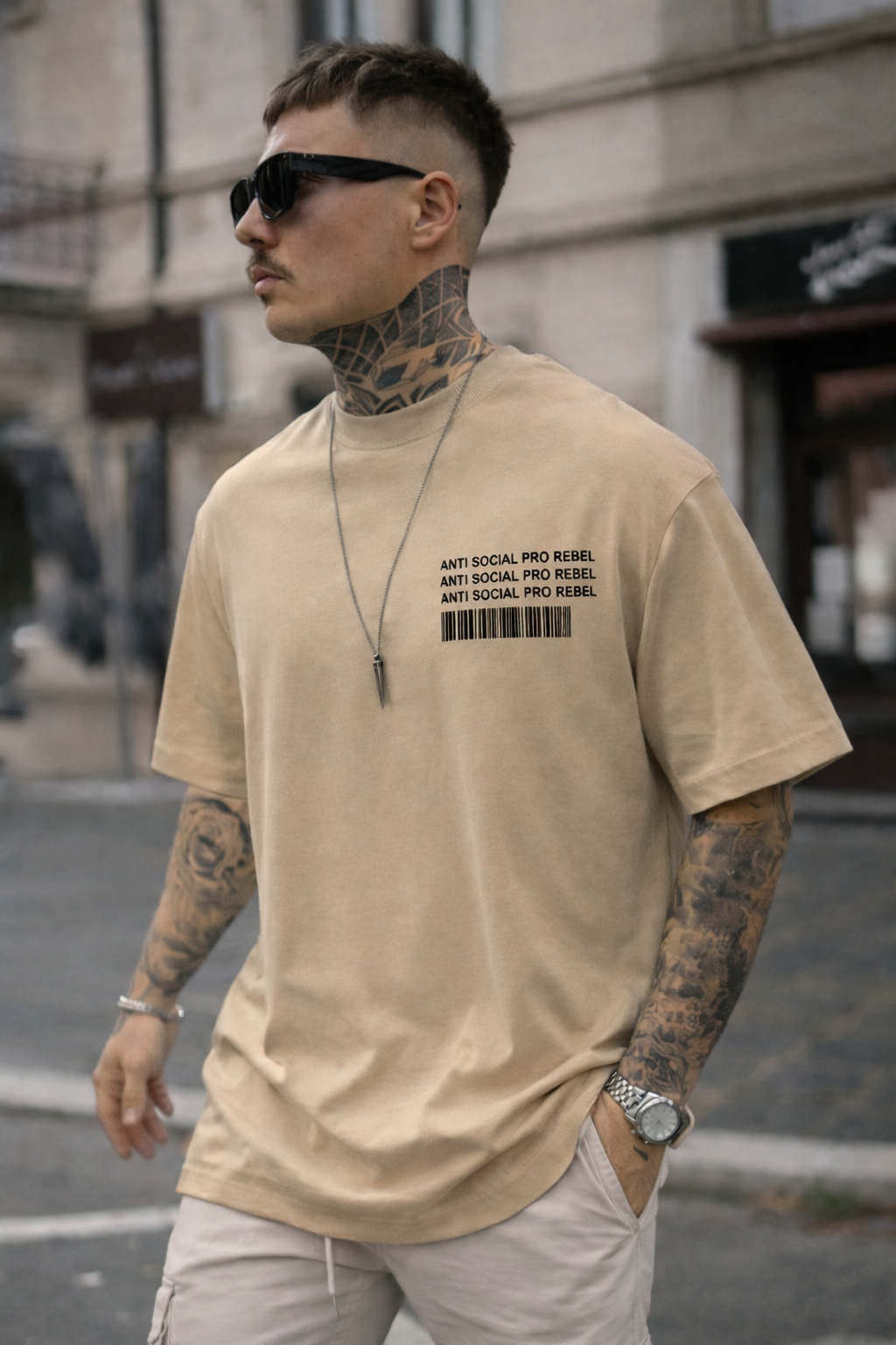 Rebel Code Tee – Coffee Beige