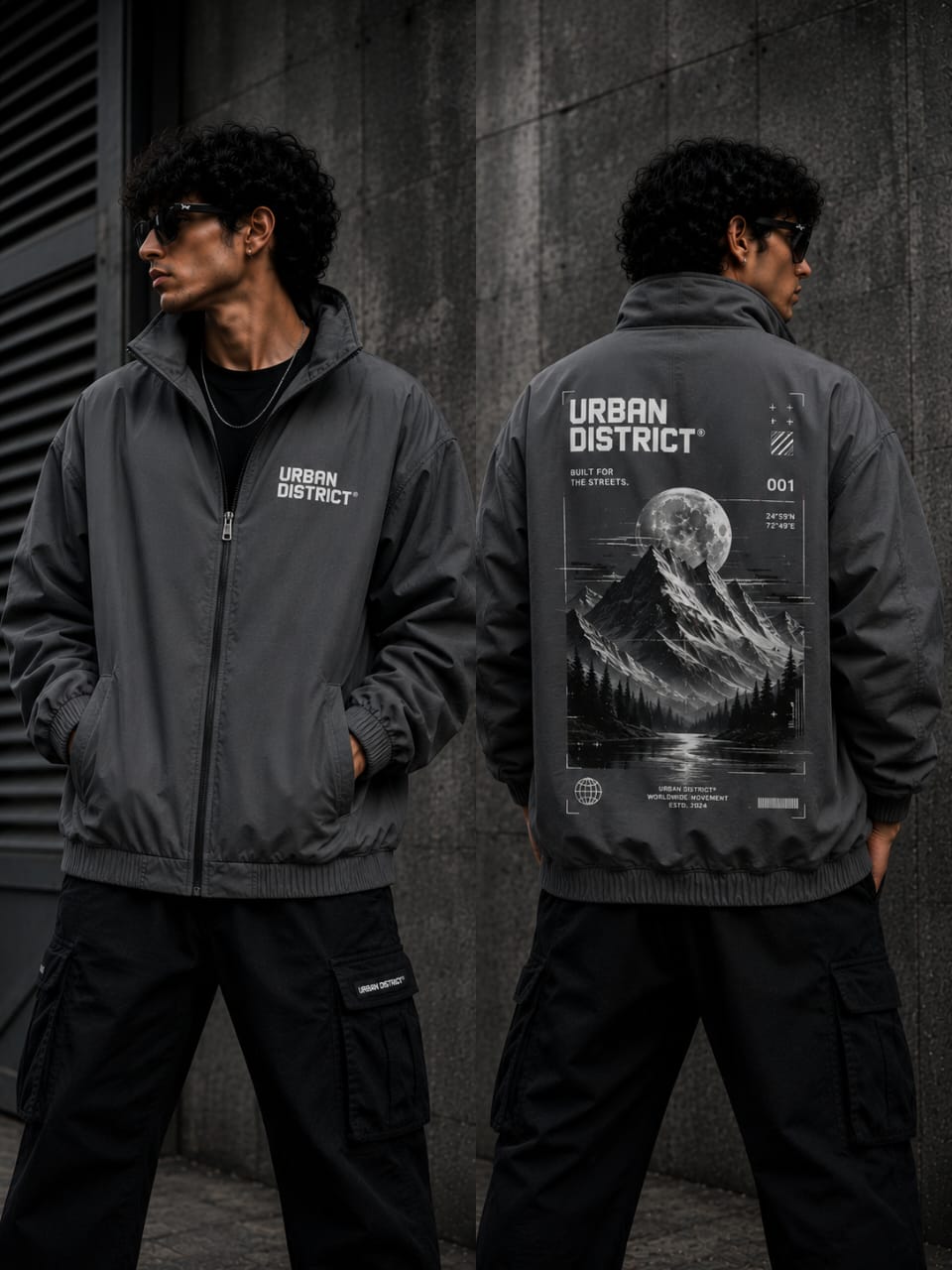 Urban District® Moon Peak – Oversized Utility Jacket | Charcoal Grey