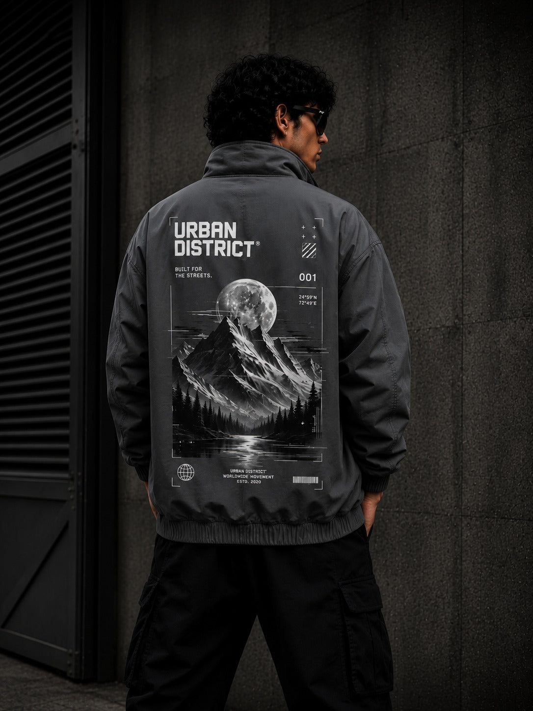 Urban District® Moon Peak – Oversized Utility Jacket | Charcoal Grey