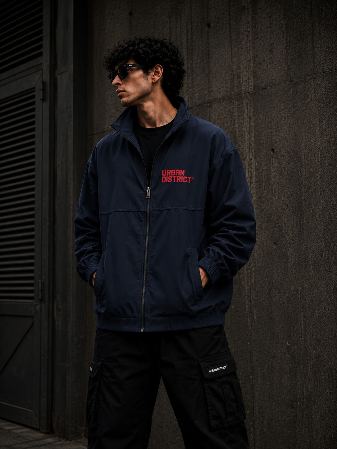 Urban District® Crimson Summit – Oversized Utility Jacket | Navy Blue