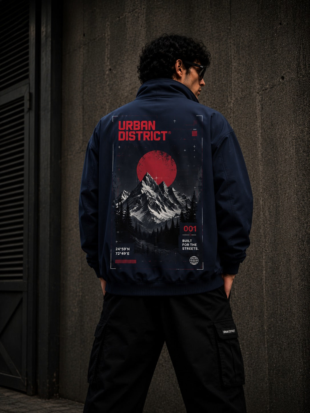 Urban District® Crimson Summit – Oversized Utility Jacket | Navy Blue