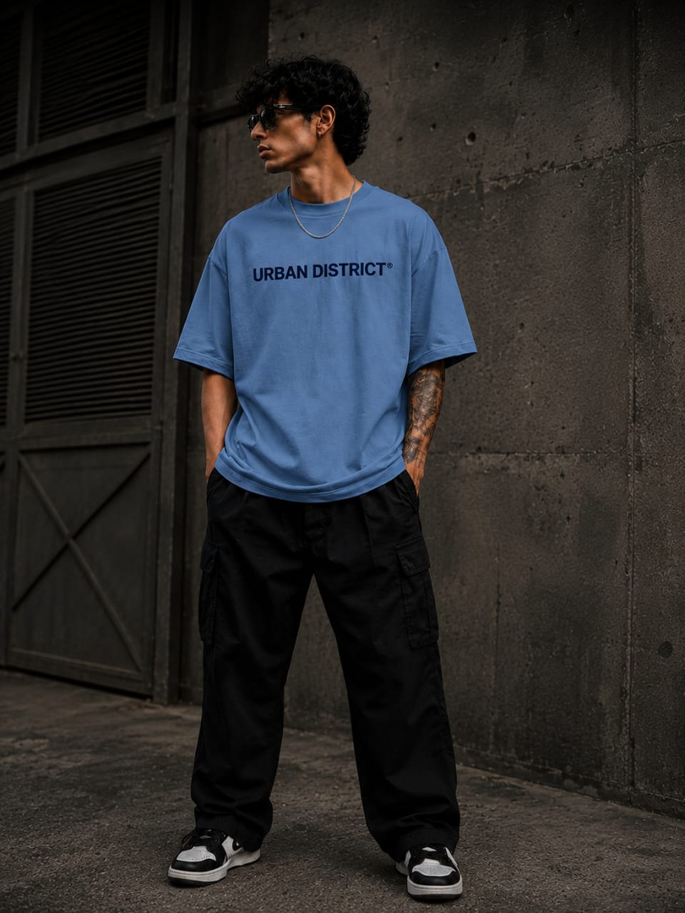 Urban District® Blue Eclipse – Oversized Graphic Tee | Sky Blue