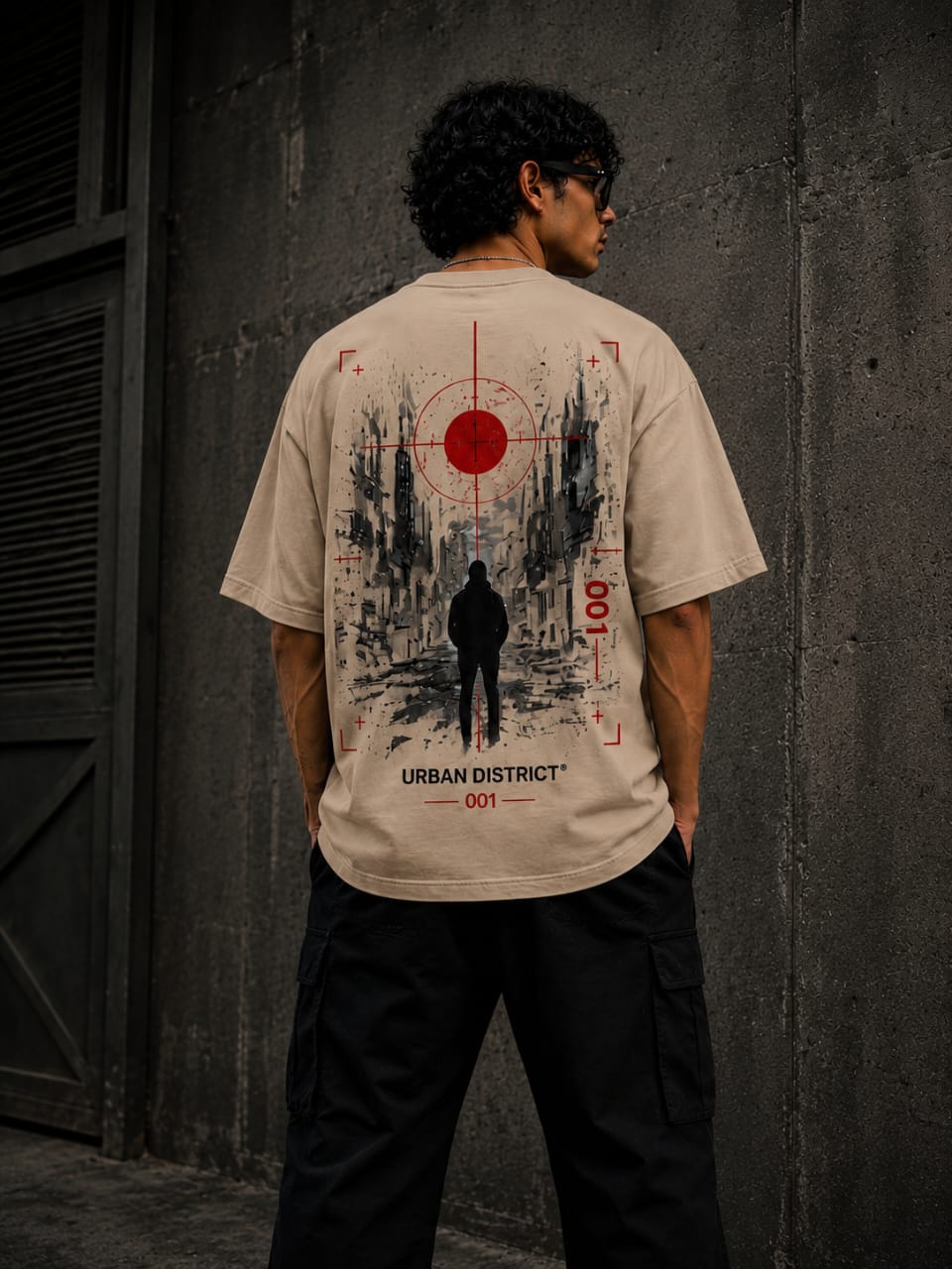 Urban District® Desert Target – Oversized Graphic Tee | Sand Beige