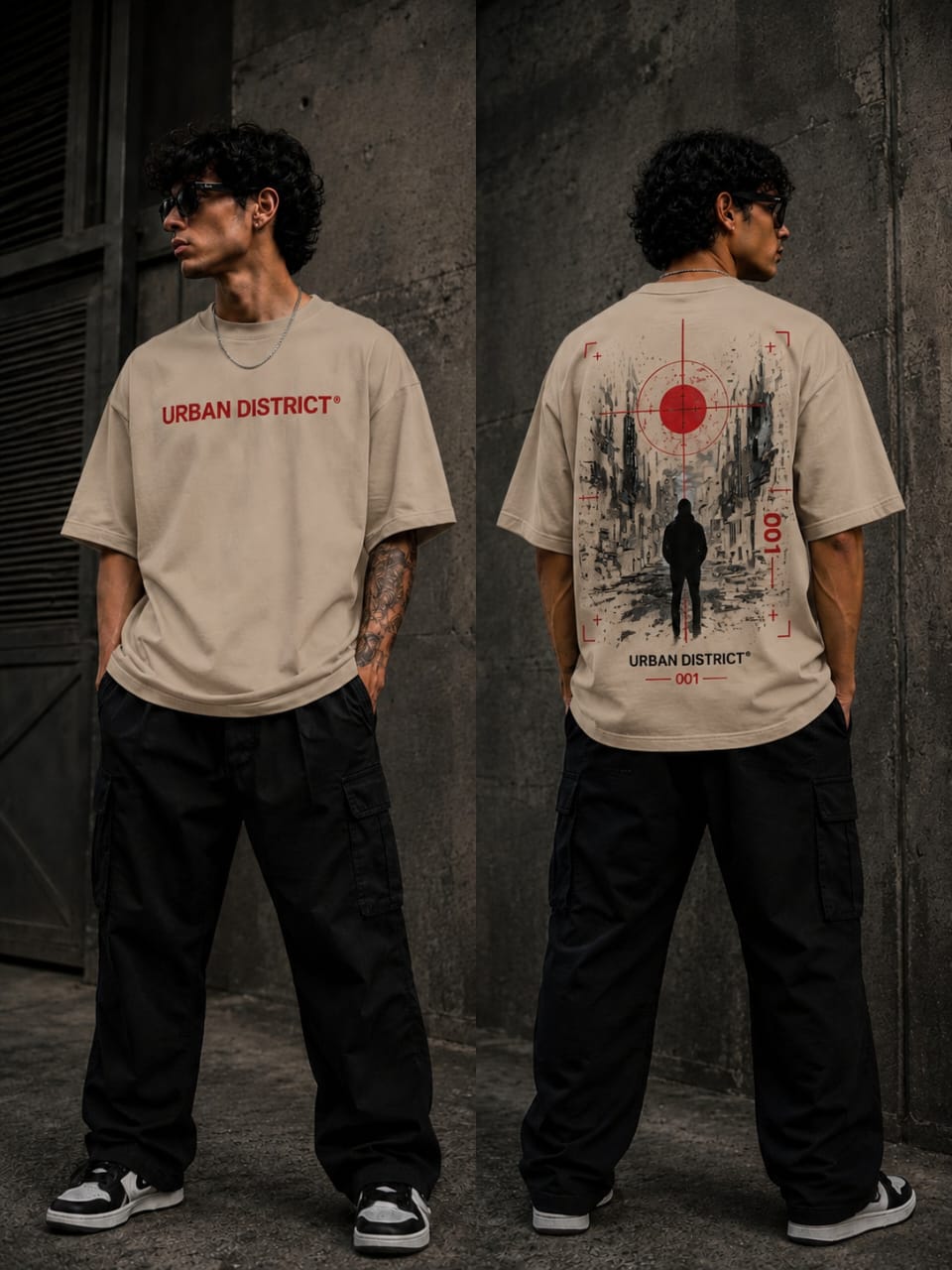 Urban District® Desert Target – Oversized Graphic Tee | Sand Beige